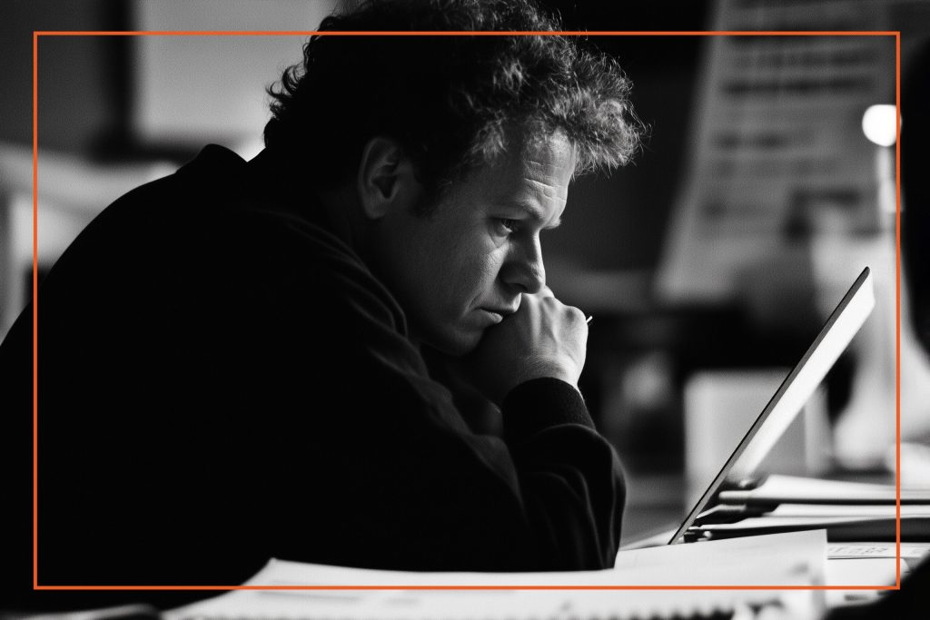 Disconnected CEO reflecting on organizational trust issues